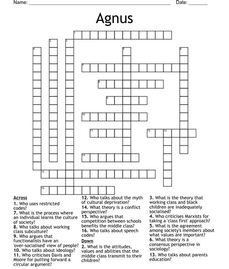 agnus crossword